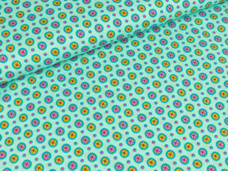 Baumwollstoff Jette Blumenkreise wasserblau