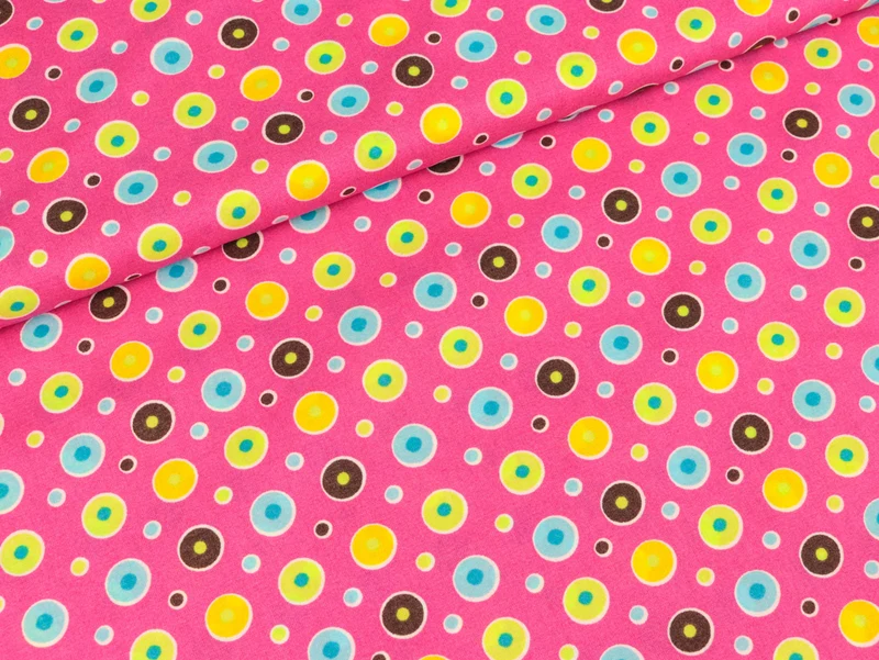 Baumwollstoff Kreise bunt auf pink