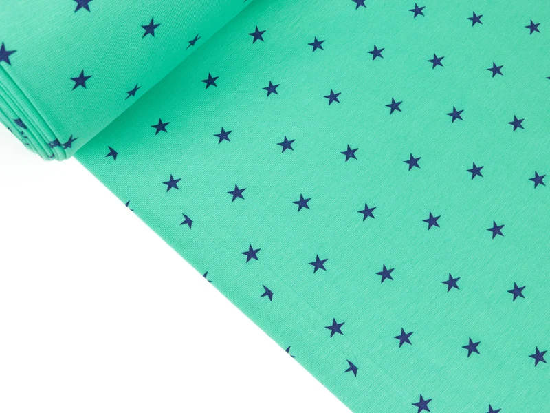 Glatte Bündchenware mint violette Sterne