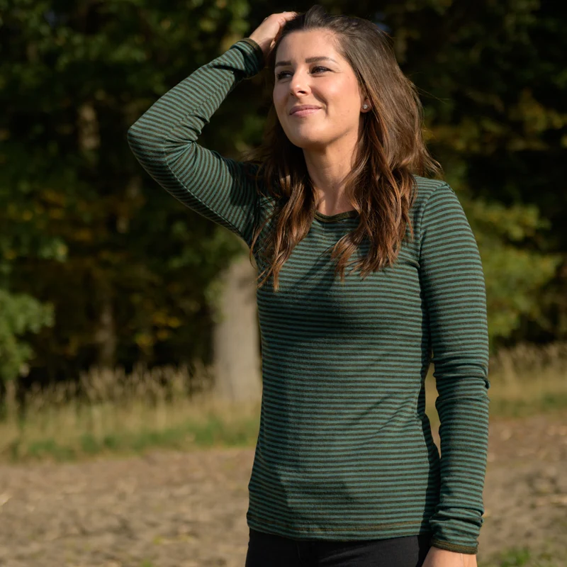 Merino-Langarm-Shirt, geringelt