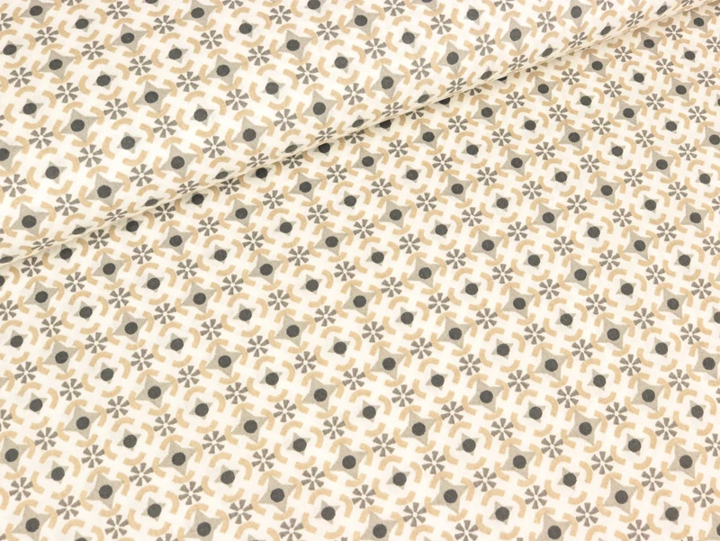 Baumwollstoff Againeg Blumenkreise auf Creme