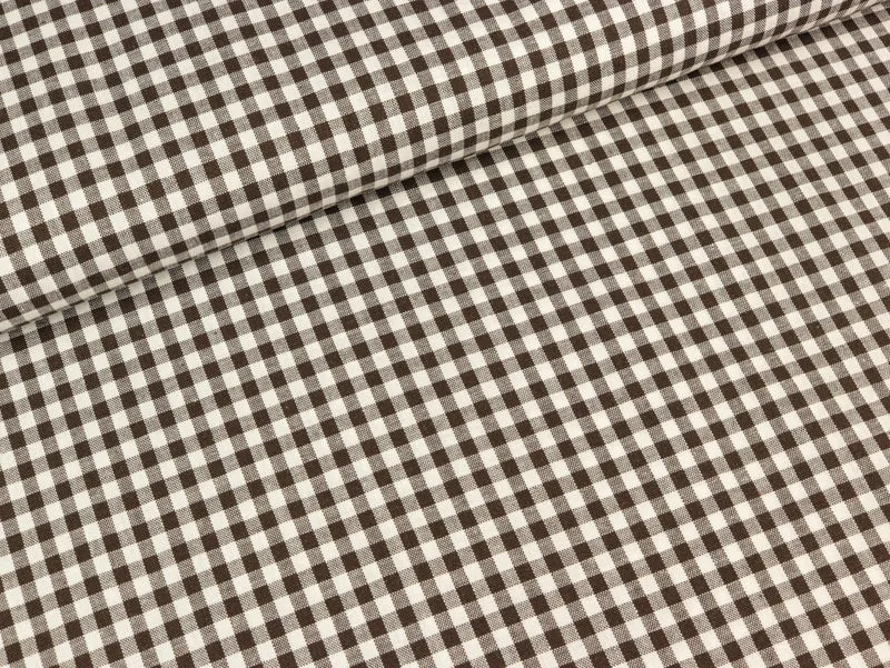 Baumwollstoff Georgsdorf weiß-braun kariert 5mm