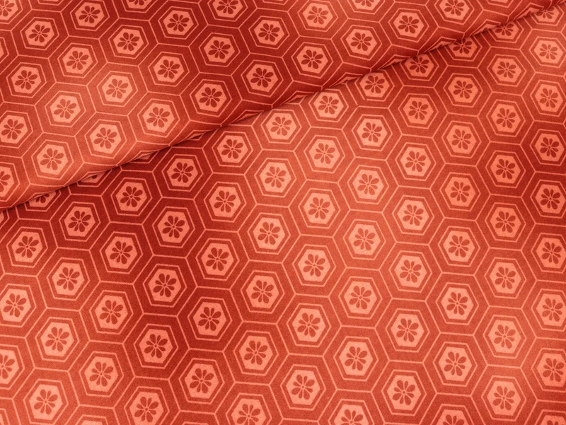 Baumwollstoff Nara Gardens rostrot Batik