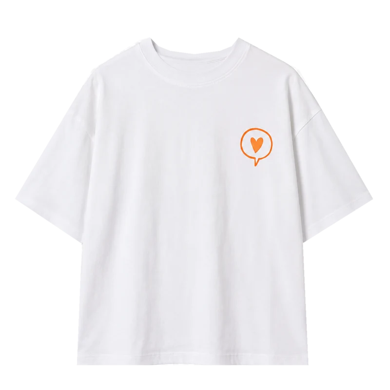 T-Shirt Weiß – Herz-Logo in Neonorange oder Mint, DecoGoodies Collection