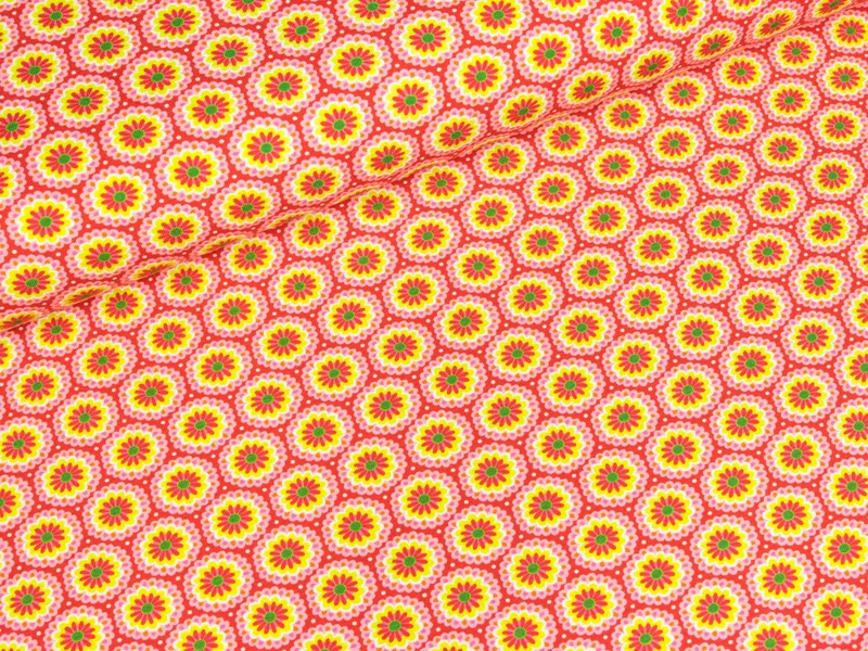 Baumwolljersey Miss Strawberry Blumen rosa-bunt
