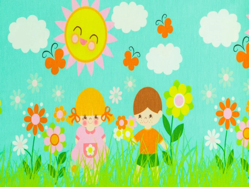 Finch Fabrics Baumwolljersey Kinder im Garten
