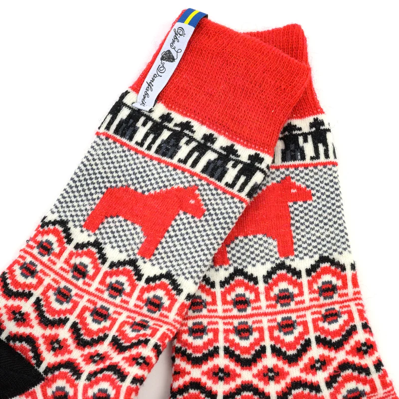 Merino-Wollsocken "DALARNA RÖD"