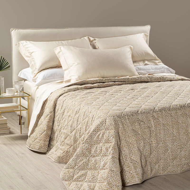 Copriletto Primaverile smeralda in Raso Jacquard 80 gr/mq