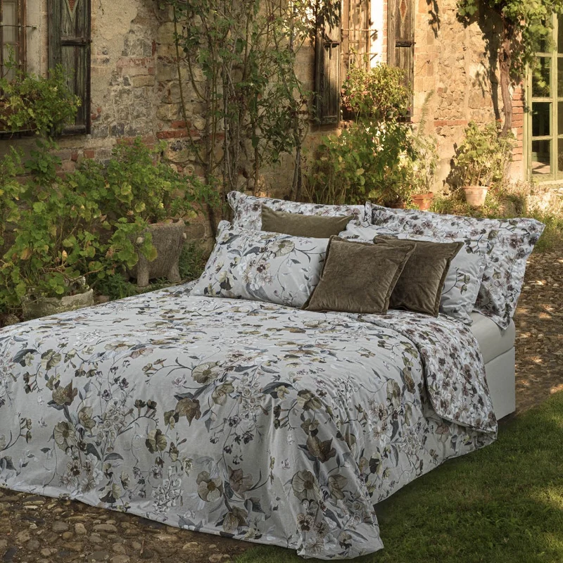 Copripiumino con federe Helleborus Floreale in Percalle