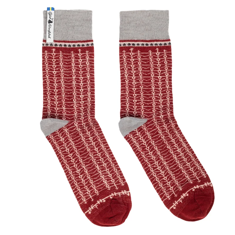 Merino-Wollsocken "EKSHÄRAD RÖD"
