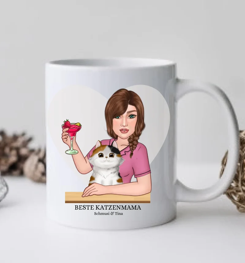 Katzenmama - Personalisierte Tasse - 1 Katze - Geschenk für Katzenliebhaber