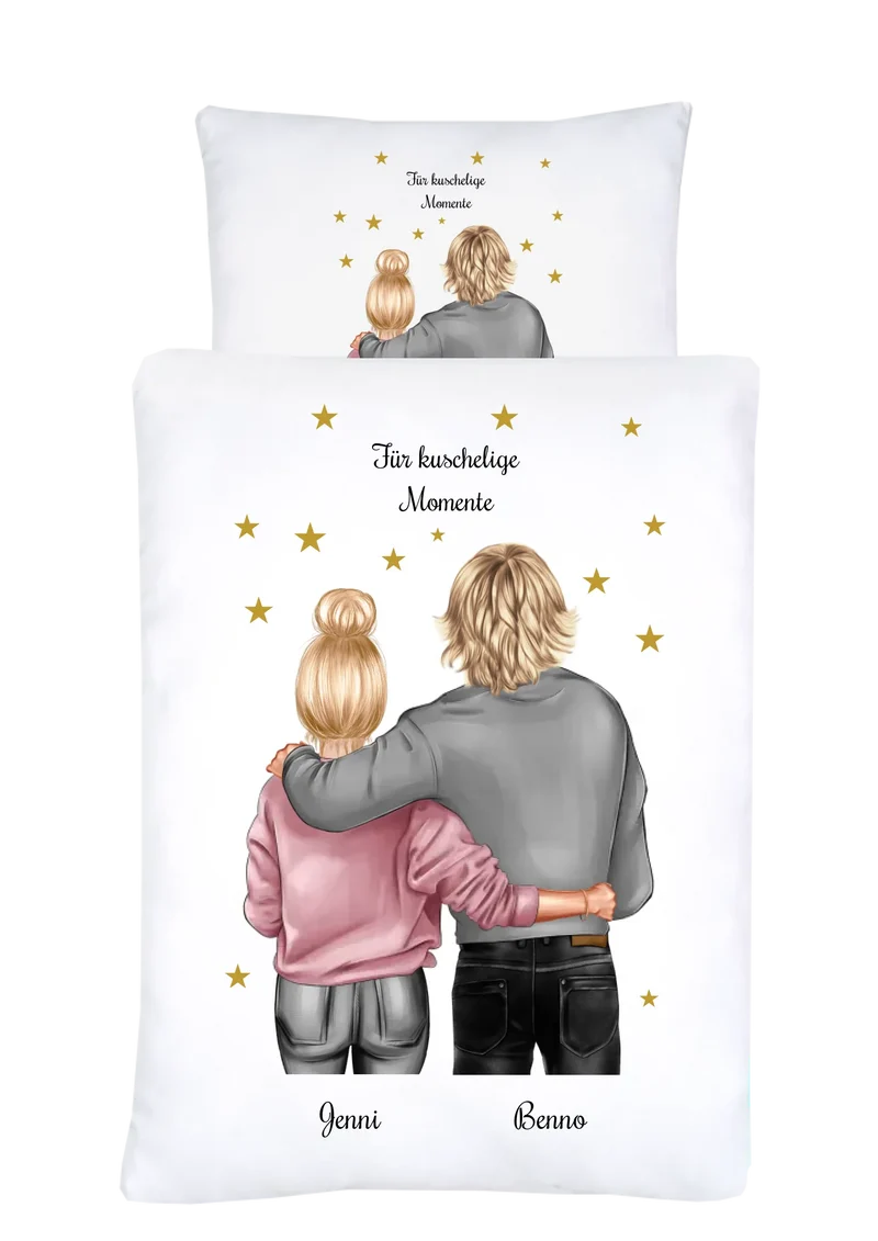 Personalisierte Bettwäsche Partnergeschenk für Verliebte & Paare – mit Namen