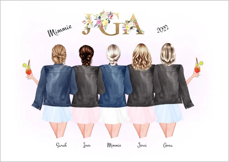 JGA - Brautjungfer & Trauzeugin Poster Geschenk - Bild Geschenk Junggesellinnenabschied