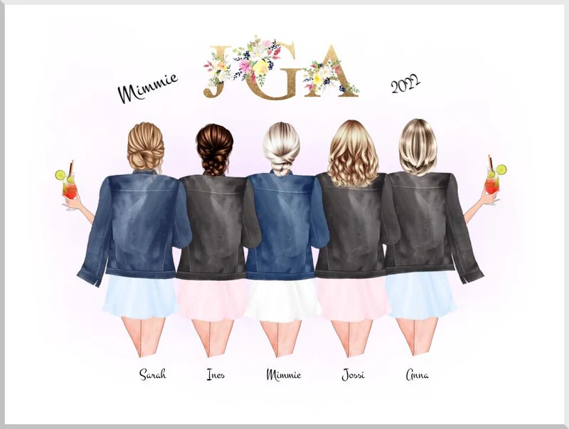 JGA - Brautjungfer & Trauzeugin Poster Geschenk - Bild Geschenk Junggesellinnenabschied