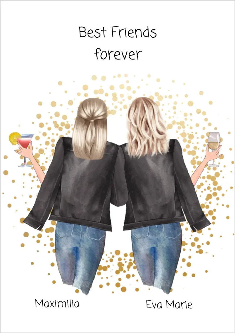 Beste Freundin Bild Geschenk - Poster Best Friends forever