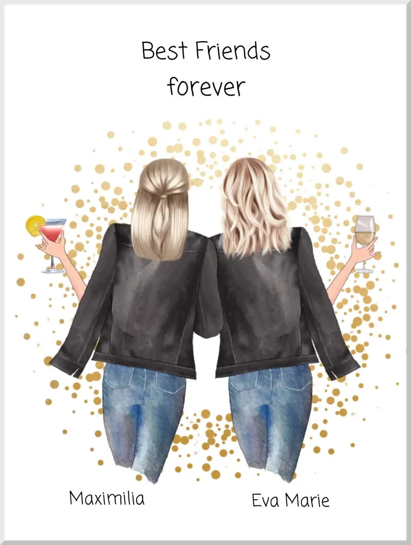 Beste Freundin Bild Geschenk - Poster Best Friends forever