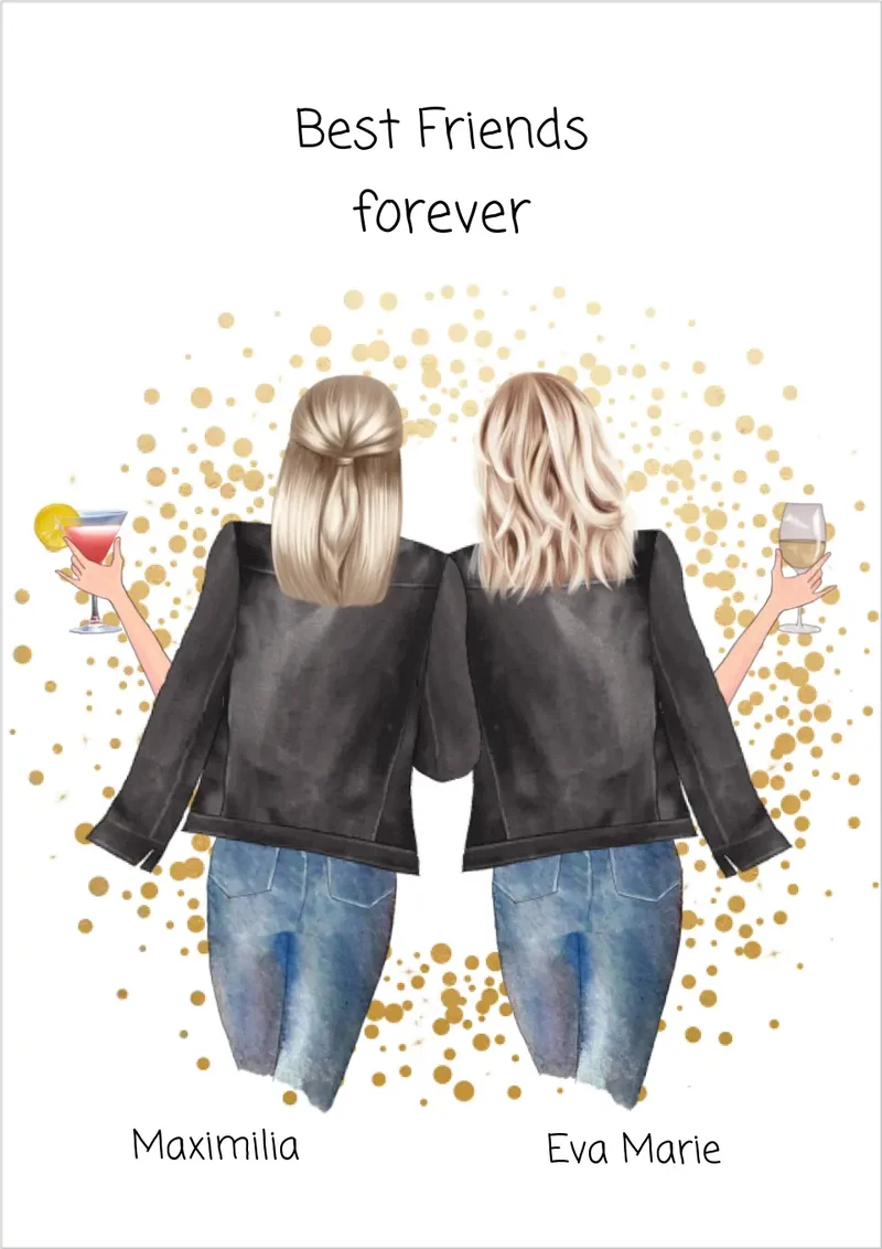 Beste Freundin Bild Geschenk - Poster Best Friends forever