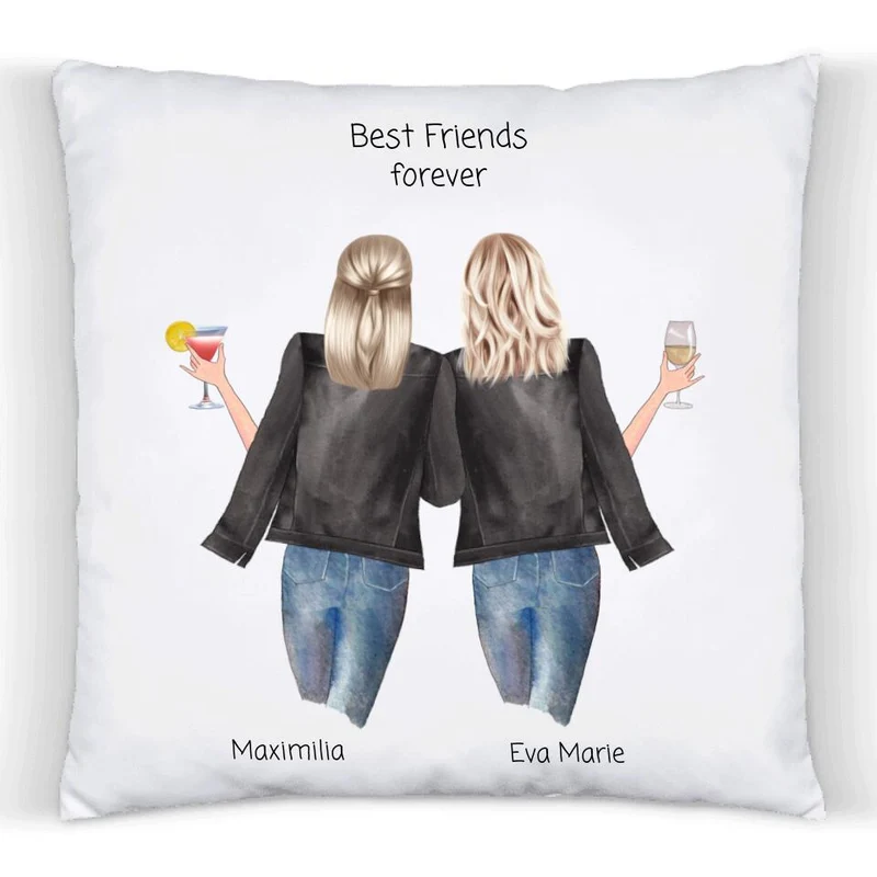 2 Beste Freundinnen Geschenk - Geburtstagsgeschenk Kissen - Personalisiertes Kissen Freundin Bild