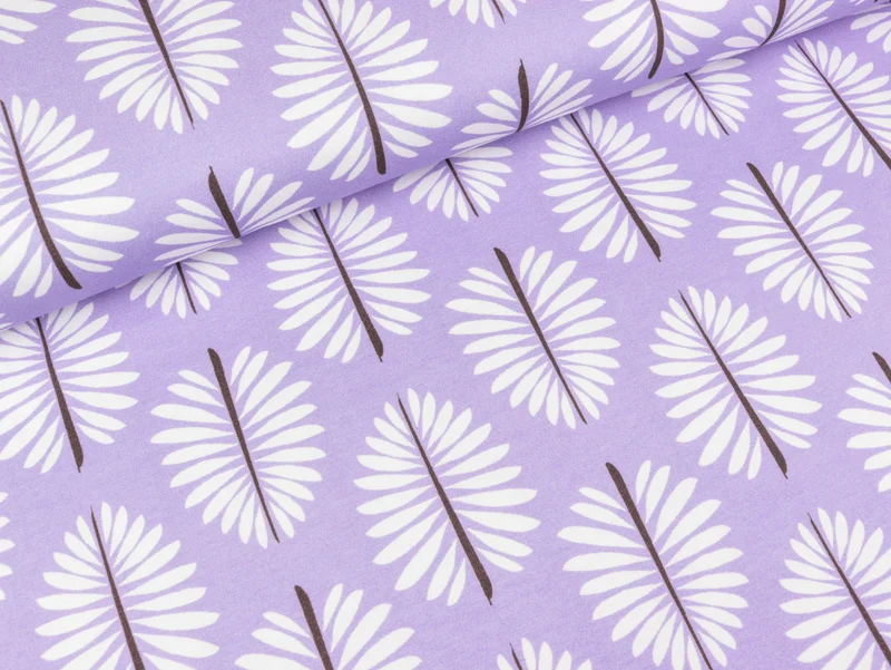 Reststück 65cm - Baumwolljersey Margee Claire Blätter flieder by Lila-Lotta