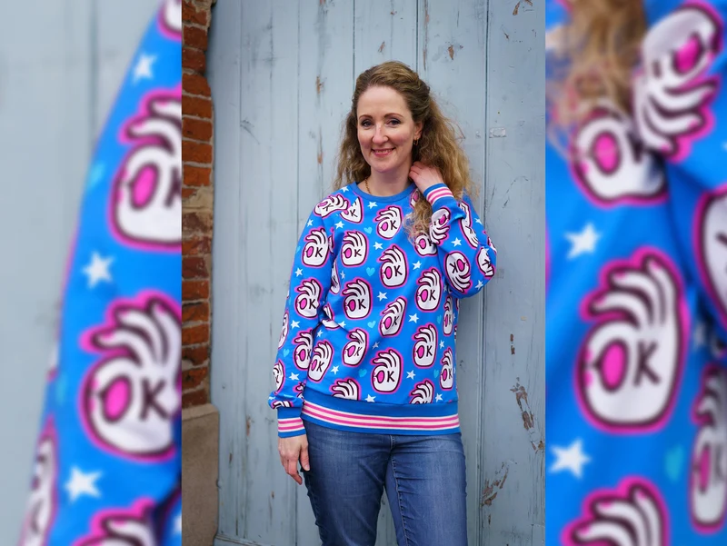 Reststück 80cm - Hamburger Liebe Baumwolljersey Wonderland It's OK! bluette-bunt