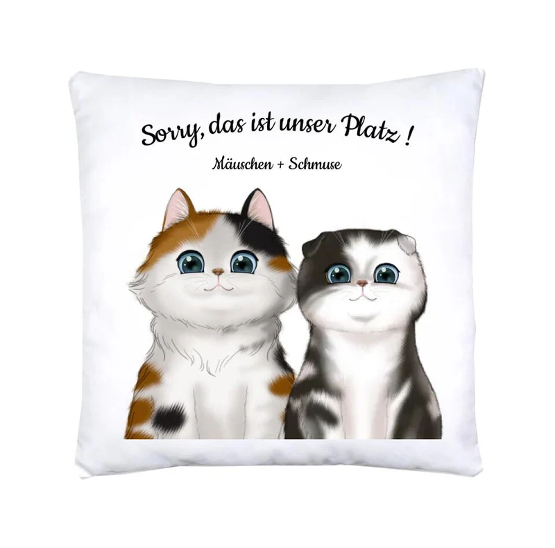 Personalisierte Bettwäsche Geschenk für Katzenliebhaber – 2 Katzen Motiv mit Namen