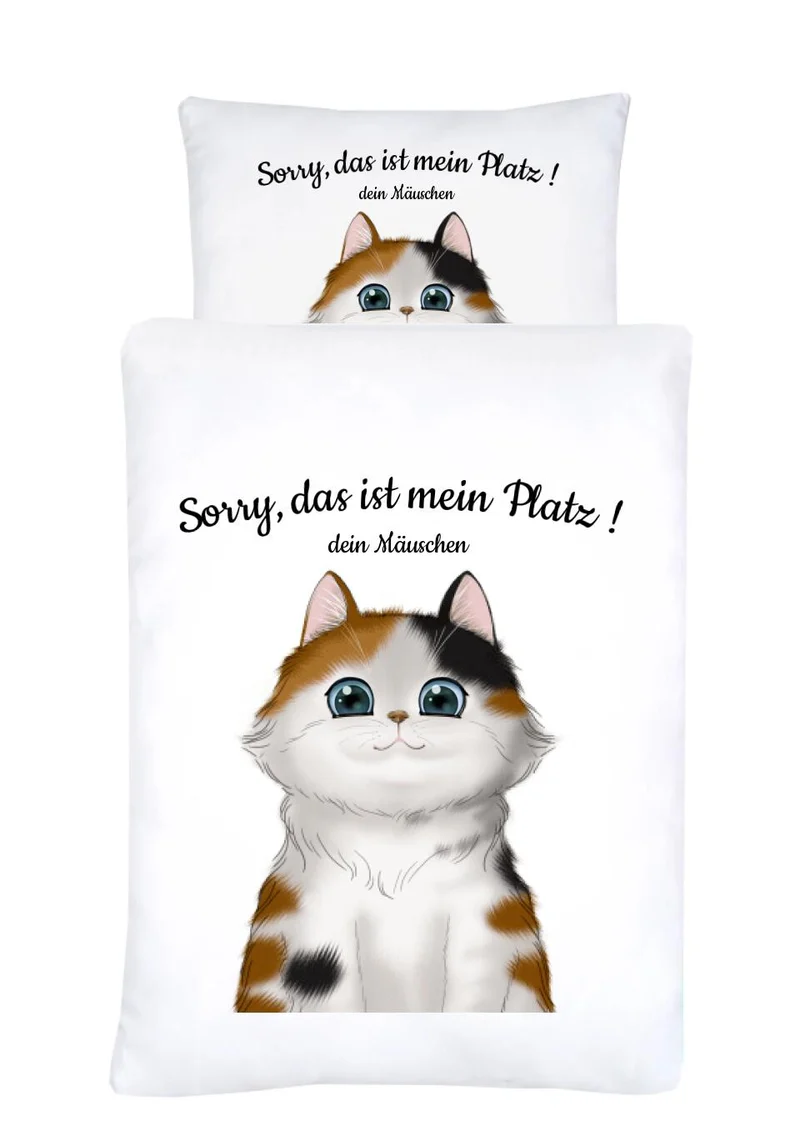 Personalisierte Bettwäsche Geschenk für Katzenliebhaber – 1 Katze Motiv mit Namen