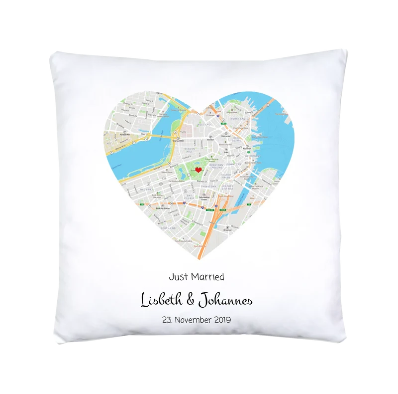Personalisierte Bettwäsche Hochzeitsgeschenk – Stadtkarte & Koordinaten Design