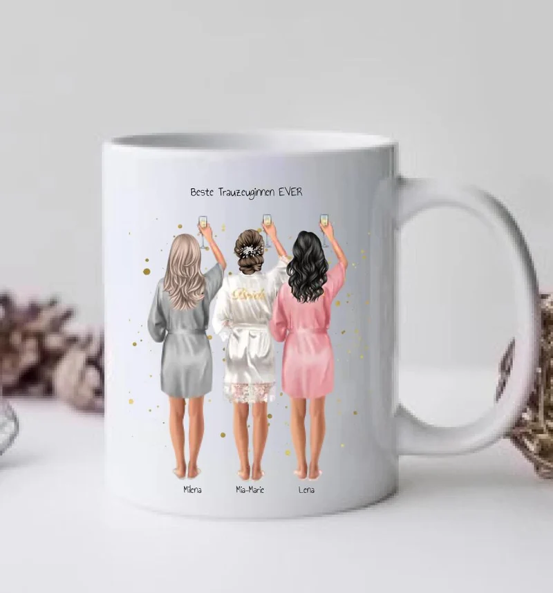 Personalisierter Kaffeebecher Geschenk für Trauzeuginnen, Brautjungfer, Geburtstagsgeschenk