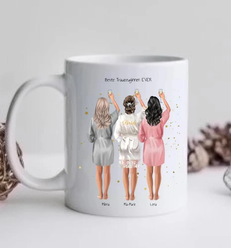 Personalisierter Kaffeebecher Geschenk für Trauzeuginnen, Brautjungfer, Geburtstagsgeschenk