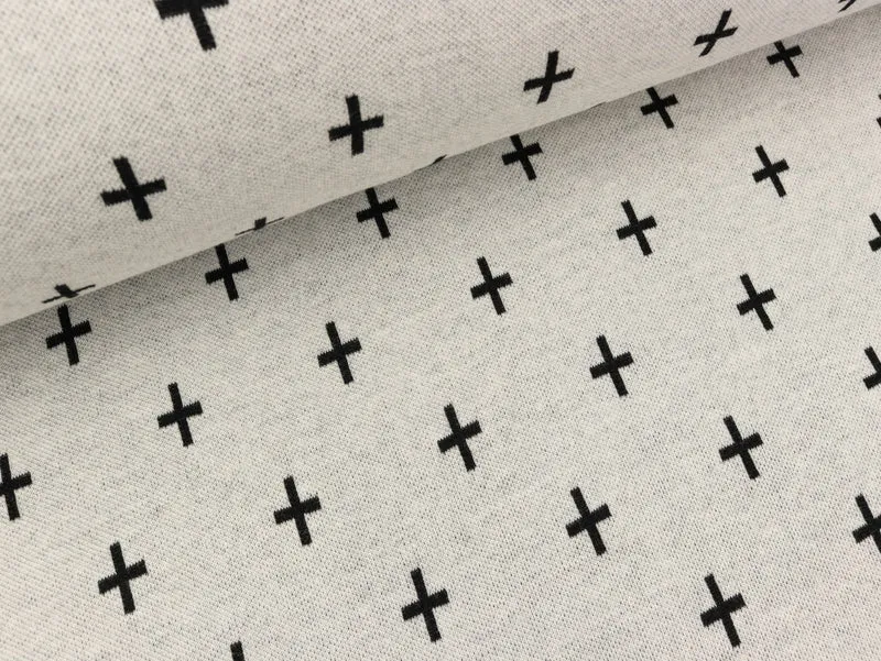 Reststück 65cm - Hamburger Liebe 2 Farb-Jacquardjersey Mono Criss Cross weiß-schwarz