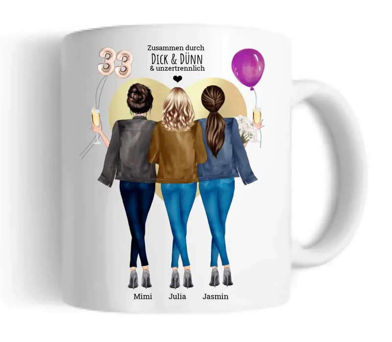 Geschenkidee 33 Geburtstag Freundin - personalisierte Tasse Geburtstagsgeschenk