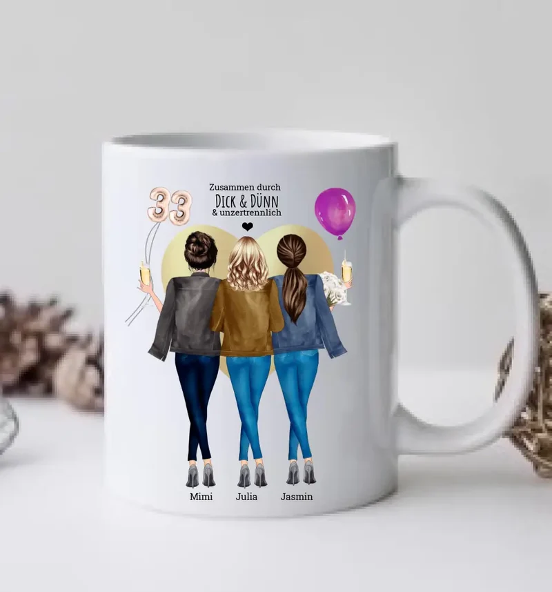 Geschenkidee 33 Geburtstag Freundin - personalisierte Tasse Geburtstagsgeschenk