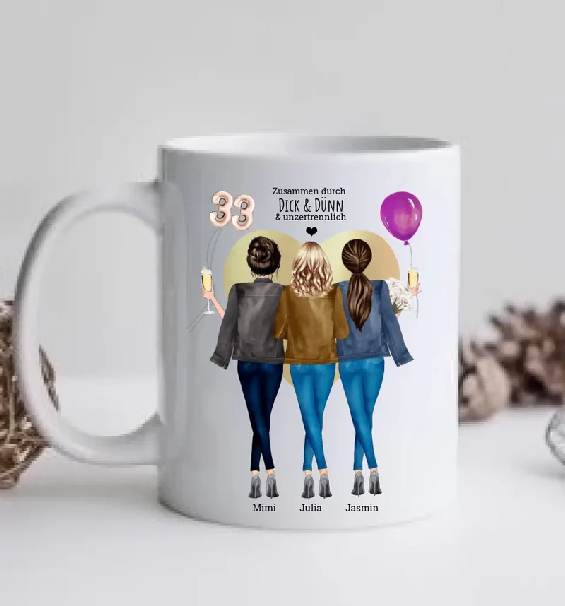 Geschenkidee 33 Geburtstag Freundin - personalisierte Tasse Geburtstagsgeschenk