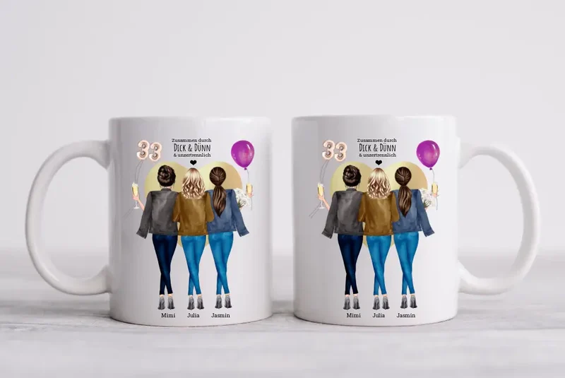 Geschenkidee 33 Geburtstag Freundin - personalisierte Tasse Geburtstagsgeschenk