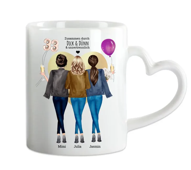 Geschenkidee 33 Geburtstag Freundin - personalisierte Tasse Geburtstagsgeschenk