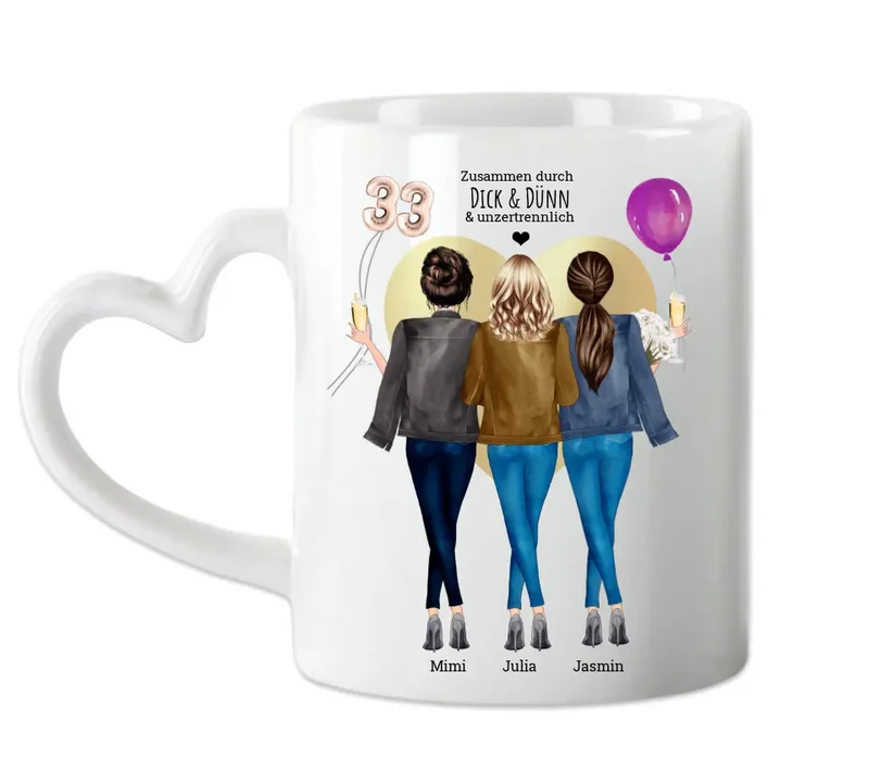 Geschenkidee 33 Geburtstag Freundin - personalisierte Tasse Geburtstagsgeschenk
