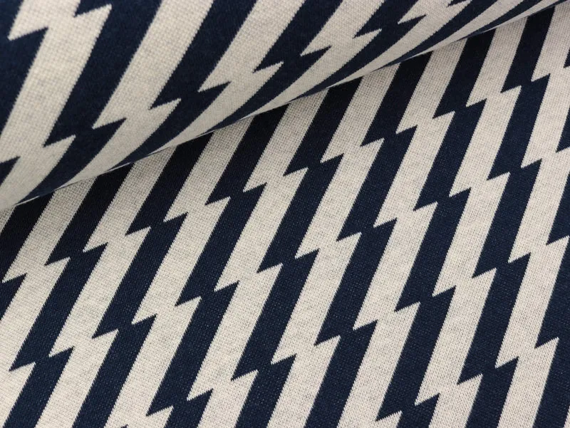 Reststück 147cm - Hamburger Liebe 2 Farb-Jacquardjersey Sweet Home Good Vibes blue navy-meringa