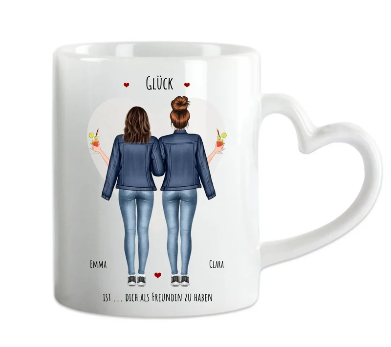 Glück 2 Beste Freundinnen Geschenk Tasse, Personalisierte Tasse Freundin, Geschenk Schwester,