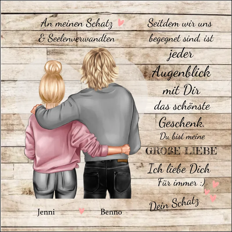 An meinen Schatz - Poster personalisierte Paarleinwand - Geschenk für Sie - Geschenk für Ihn