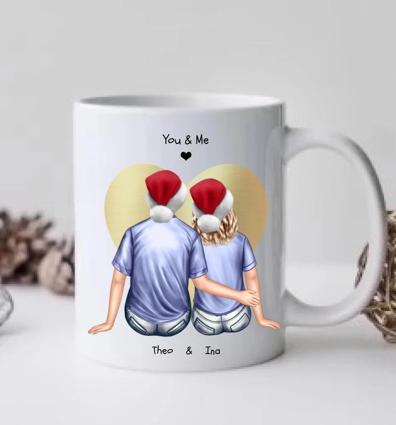 Weihnachtsgeschenk Kaffeebecher Familie personalisiertes Weihnachtsgeschenk Kaffeebecher Nikolausgeschenk Partnergeschenk, Pärchen Geschenk