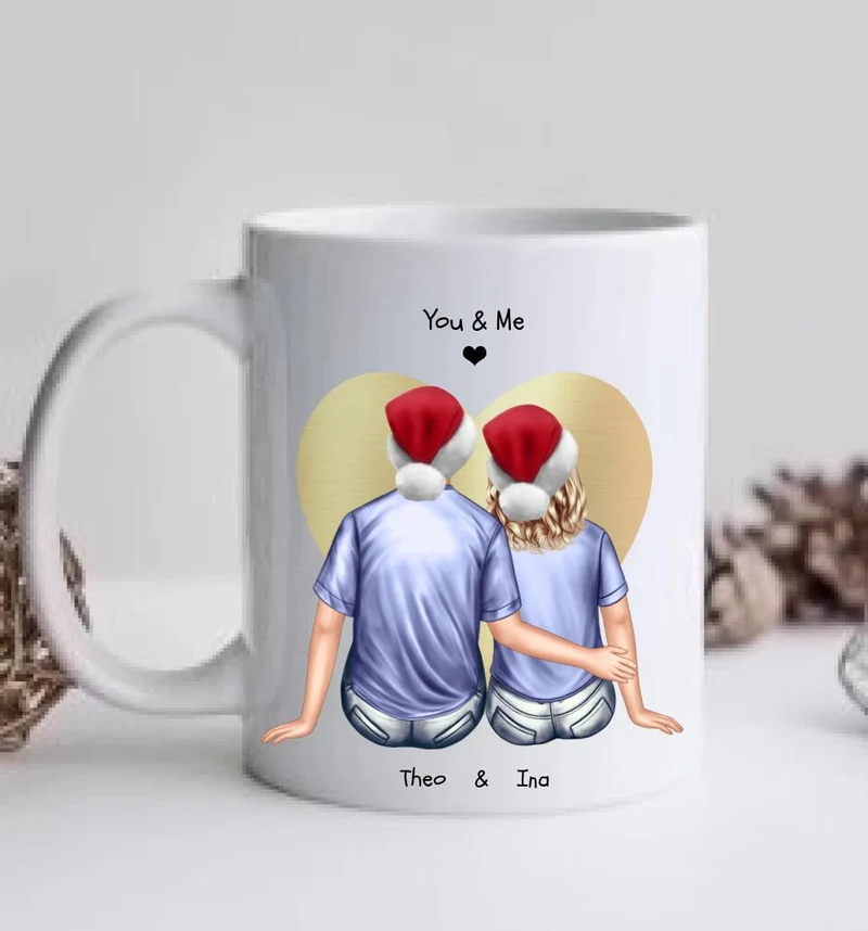 Weihnachtsgeschenk Kaffeebecher Familie personalisiertes Weihnachtsgeschenk Kaffeebecher Nikolausgeschenk Partnergeschenk, Pärchen Geschenk