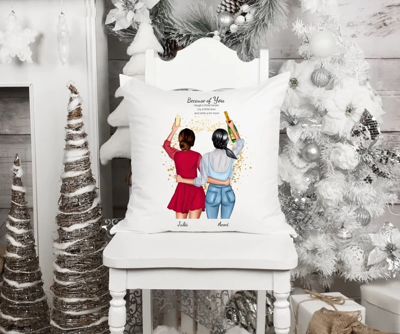 Personalisiertes Geschenk beste Freundinnen & Schwester Kissen mit Bild bedruckt | Geburtstagsgeschenk | Weihnachtsgeschenk