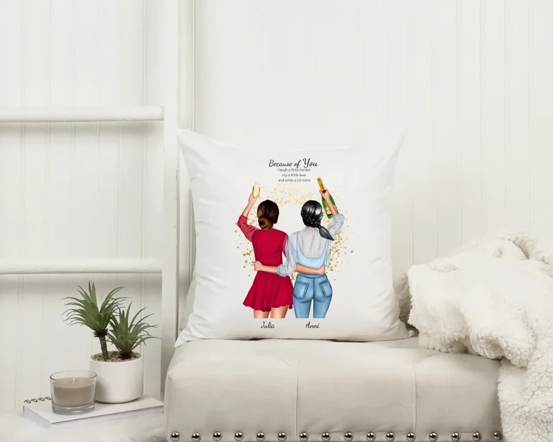 Personalisiertes Geschenk beste Freundinnen & Schwester Kissen mit Bild bedruckt | Geburtstagsgeschenk | Weihnachtsgeschenk