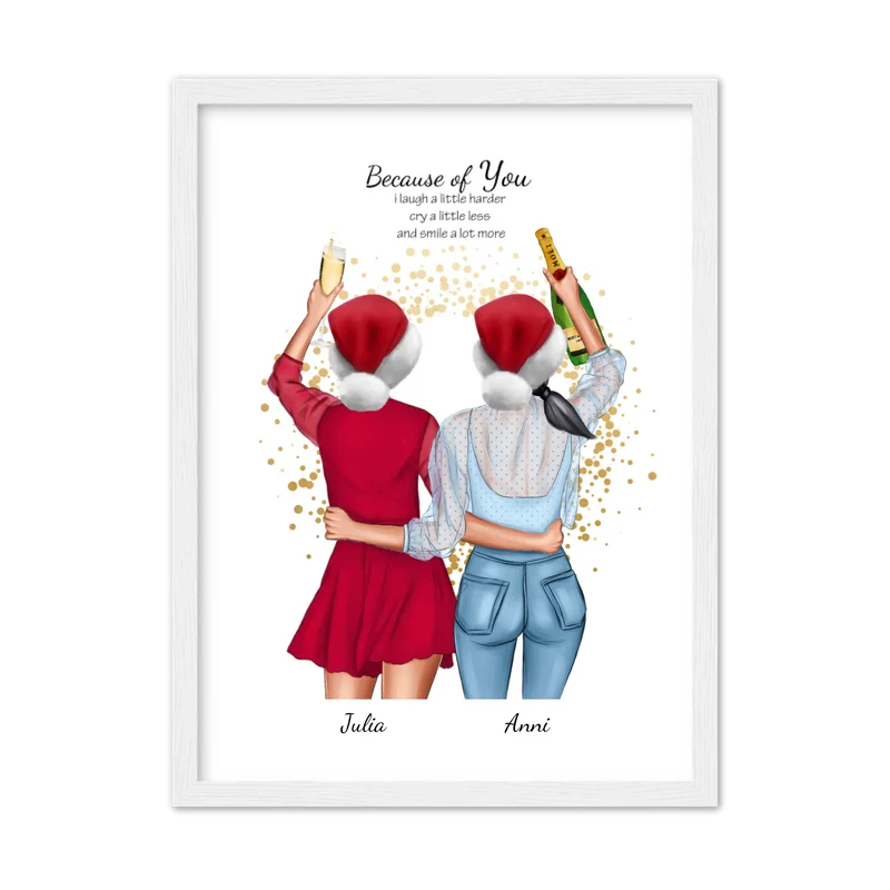 Personalisiertes Weihnachtsgeschenk Poster für beste Freundin, Freundin Bild personalisiert