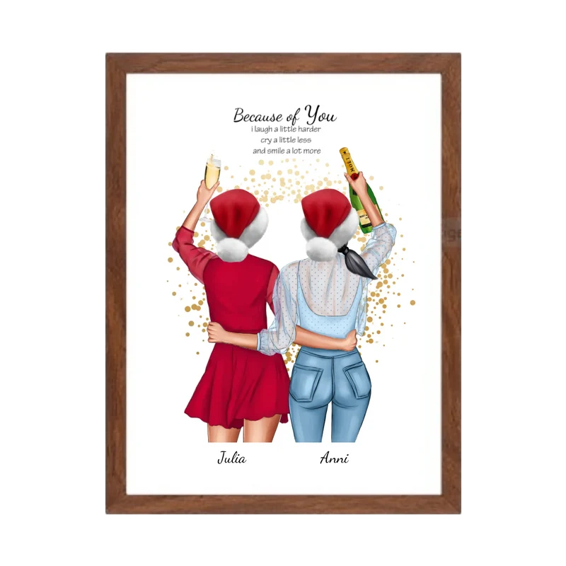Personalisiertes Weihnachtsgeschenk Poster für beste Freundin, Freundin Bild personalisiert