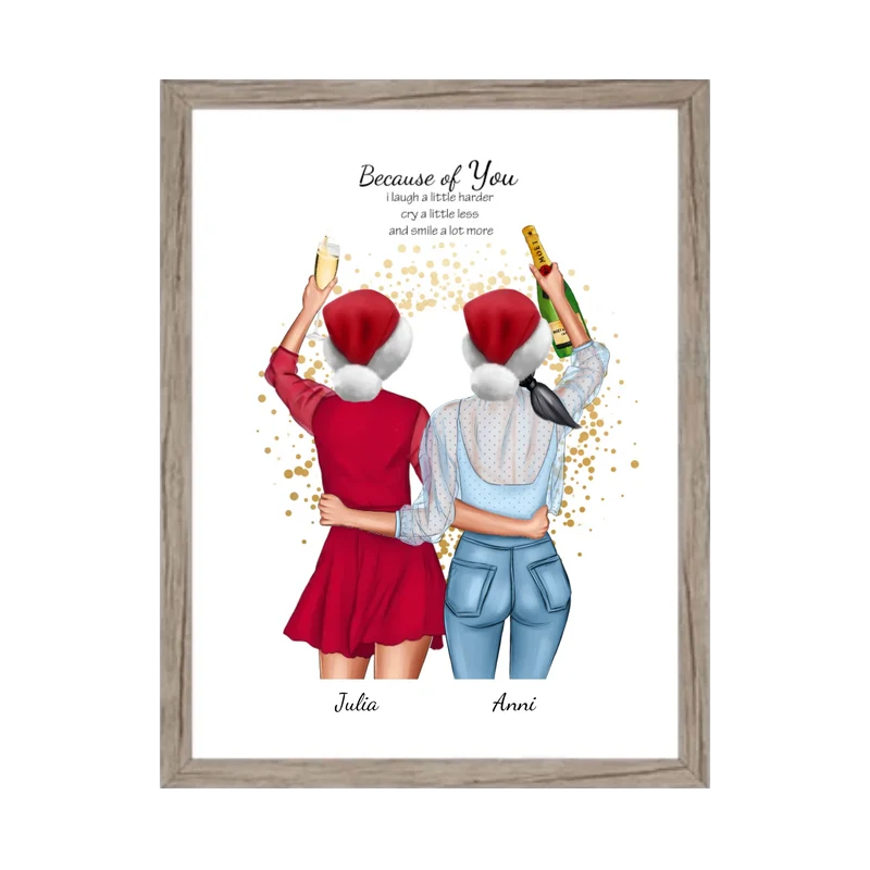 Personalisiertes Weihnachtsgeschenk Poster für beste Freundin, Freundin Bild personalisiert