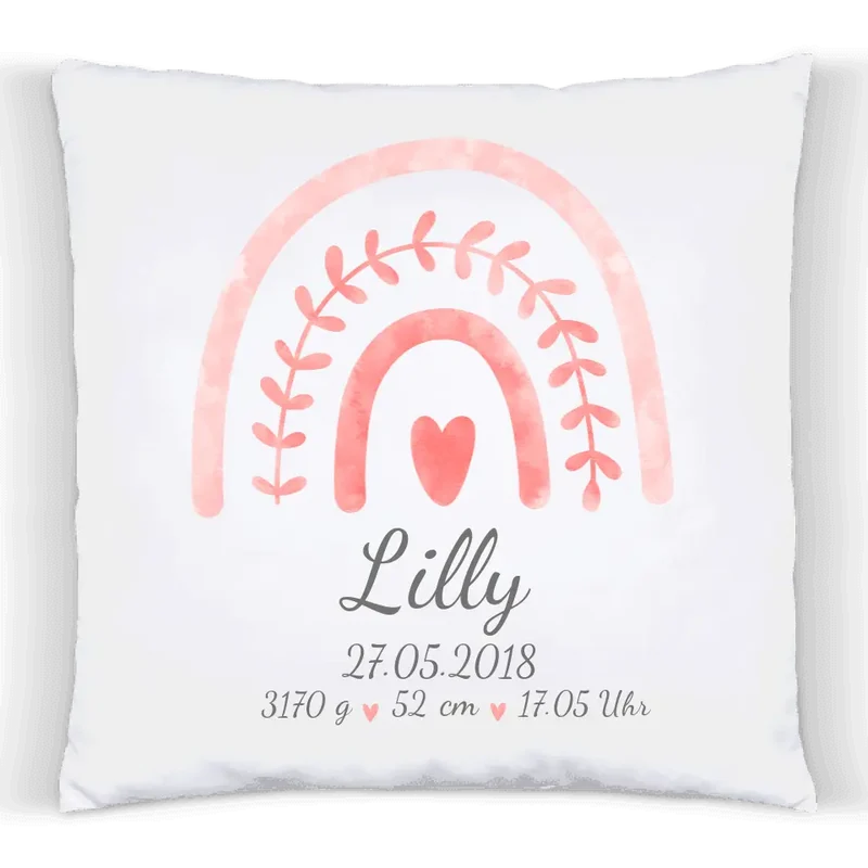 Babykissen Regenbogen-Geschenk zur Geburt-Babygeschenk Kissen-Weihnachtsgeschenk rosa + blau