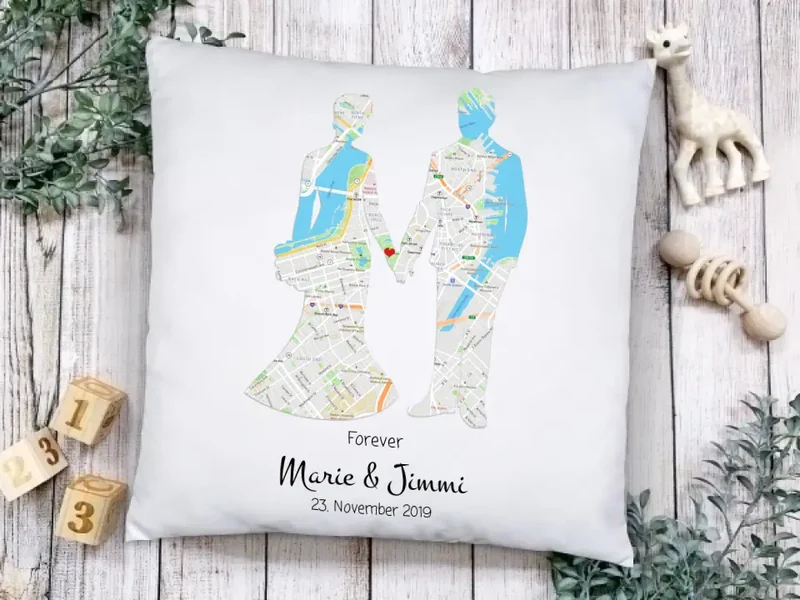 Hochzeitsgeschenk Brautpaar - Personalisiertes Kissen Geschenk zur Hochzeit