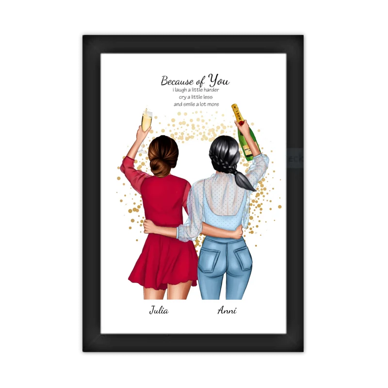 Poster 2 Beste Freundinnen – Personalisiertes BFF Geschenk mit Namen & Spruch
