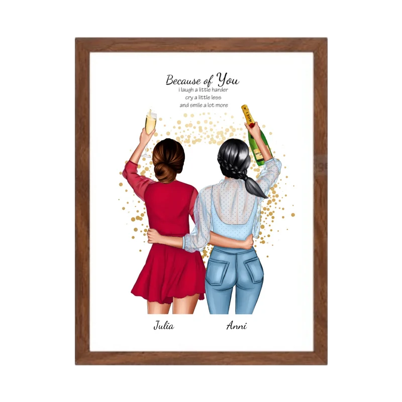 Poster 2 Beste Freundinnen – Personalisiertes BFF Geschenk mit Namen & Spruch